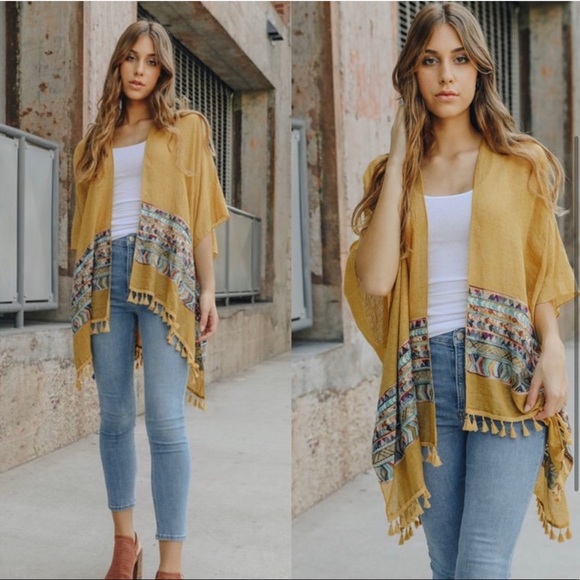 Mustard Kimonos with Tassels - Picture 2 of 2